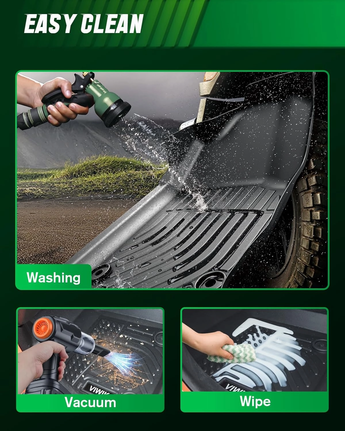 VIWIK Floor Mats Compatible for 2022-2023 Santa Cruz, All Weather Custom Car Mats Full Set Include 1st & 2nd Row, Automotive Floor Liners TPE Black