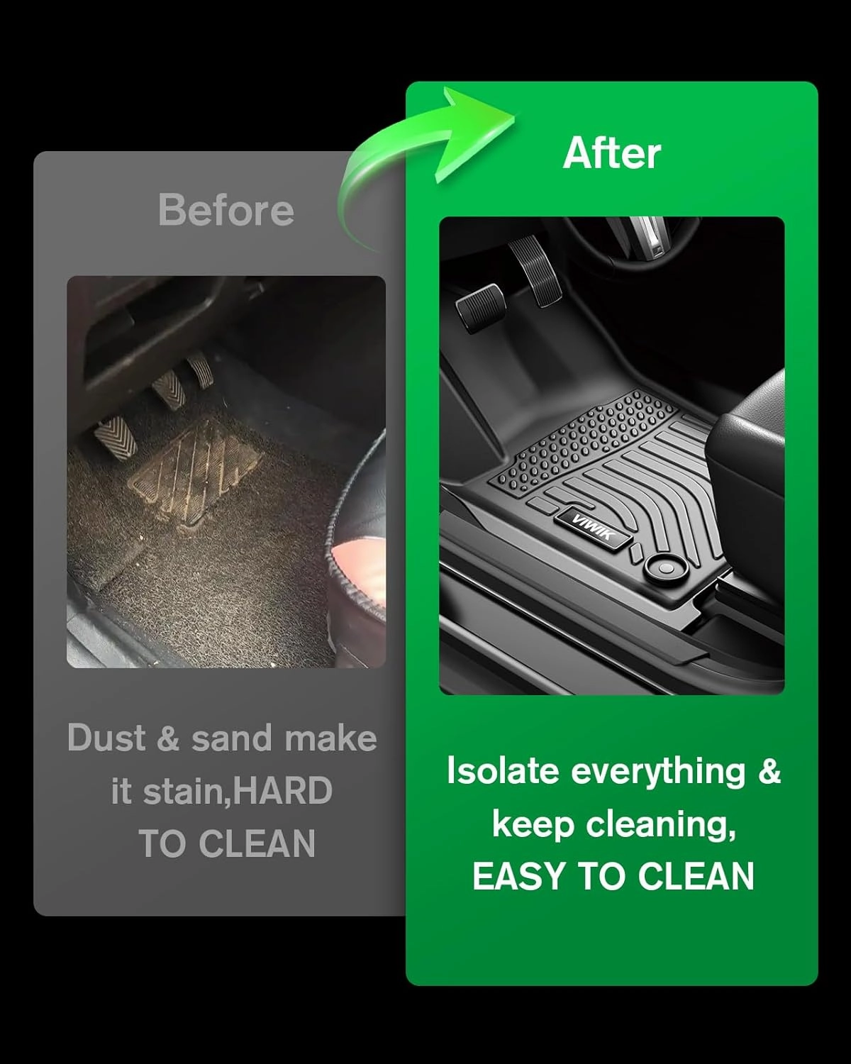 VIWIK Floor Mats Compatible for 2022-2023 Santa Cruz, All Weather Custom Car Mats Full Set Include 1st & 2nd Row, Automotive Floor Liners TPE Black