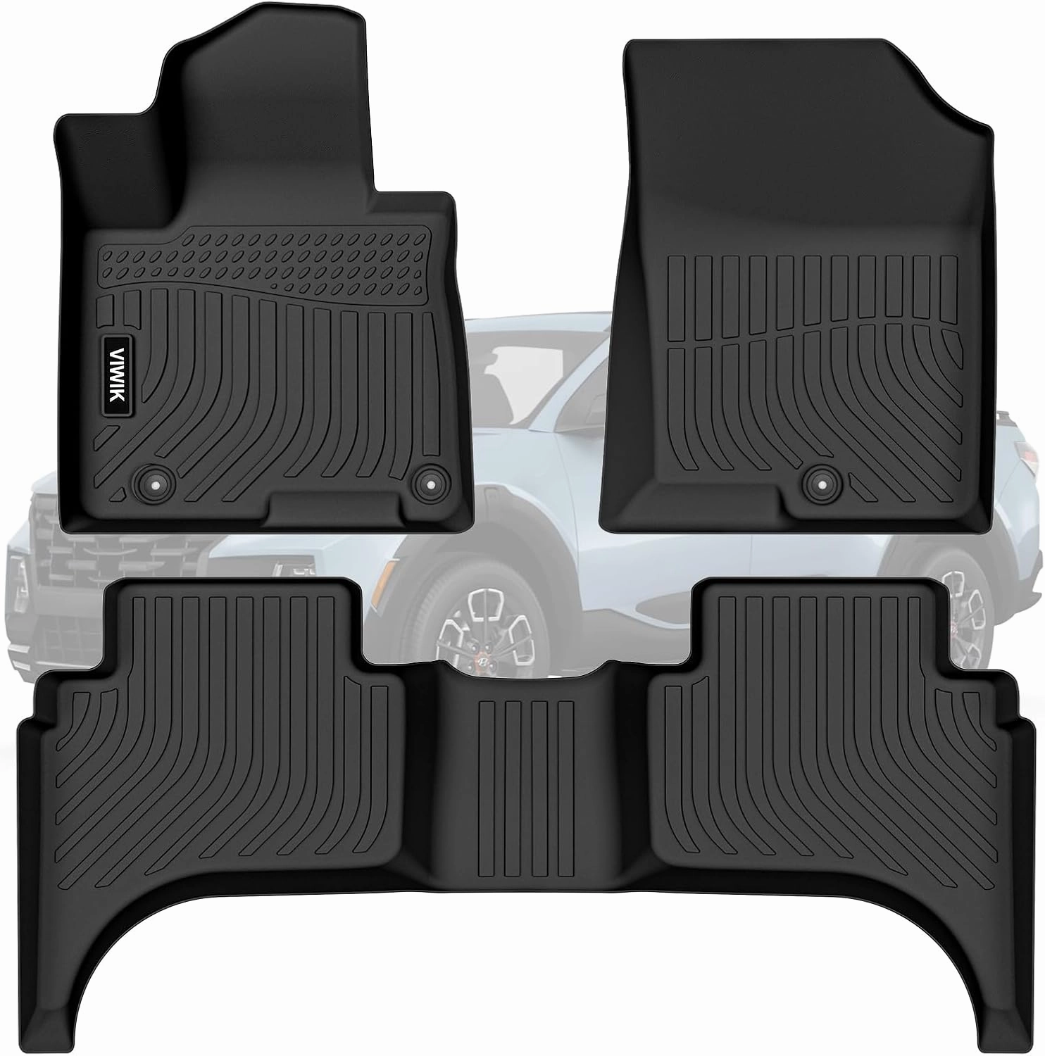 VIWIK Floor Mats Compatible for 2022-2023 Santa Cruz, All Weather Custom Car Mats Full Set Include 1st & 2nd Row, Automotive Floor Liners TPE Black