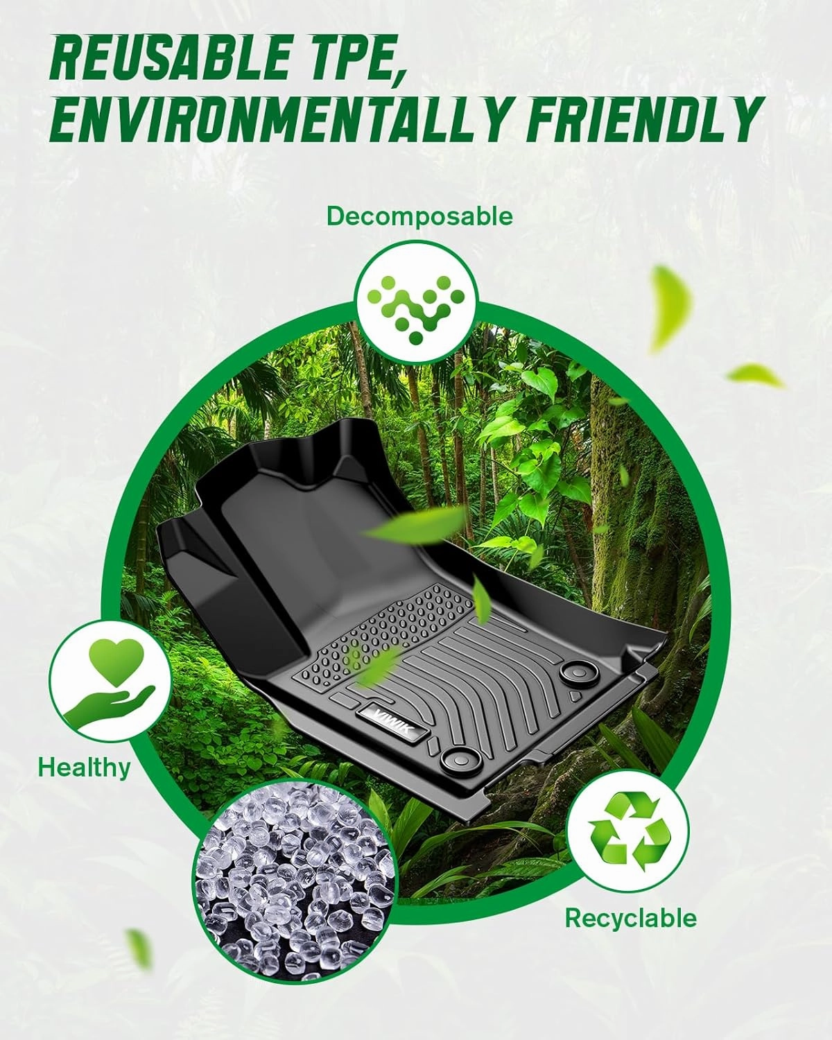 VIWIK Floor Mats Compatible for 2022-2023 Santa Cruz, All Weather Custom Car Mats Full Set Include 1st & 2nd Row, Automotive Floor Liners TPE Black