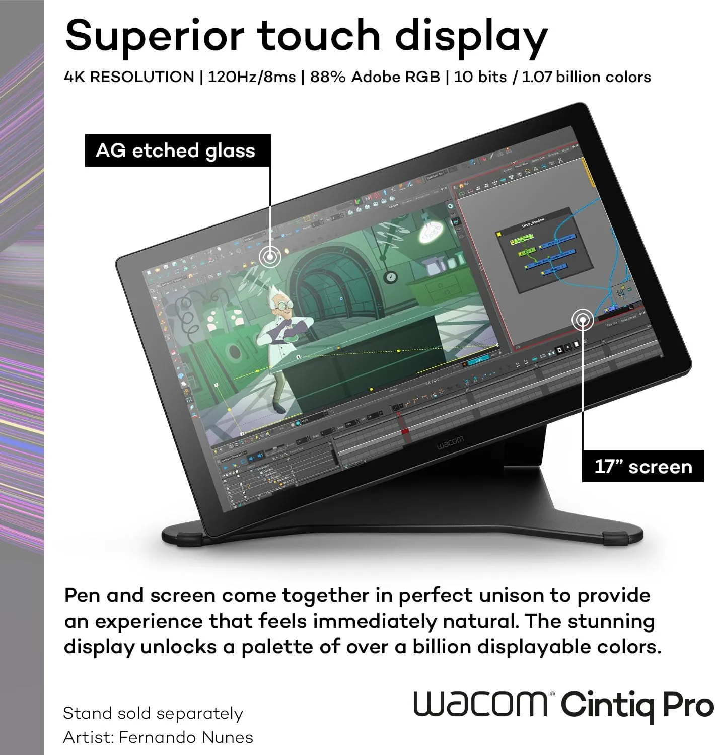 Wacom Cintiq Pro 17 Drawing Tablet with Screen, 17.3" Ultra HD 4K. 10-bit 120Hz Touchscreen Display Graphic Arts Tablet with Pro Pen 3, for Windows PC, Mac, Linux