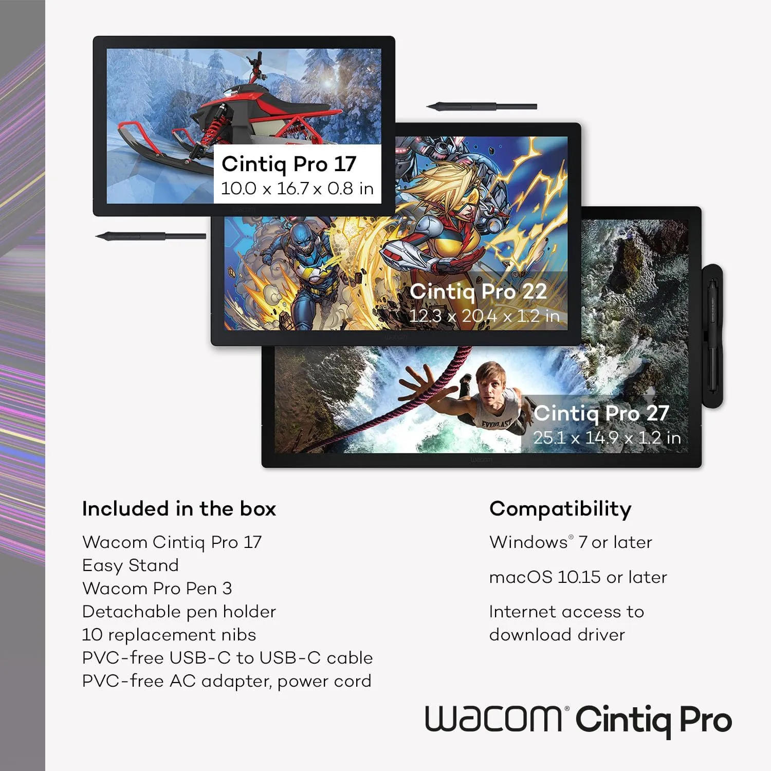 Wacom Cintiq Pro 17 Drawing Tablet with Screen, 17.3" Ultra HD 4K. 10-bit 120Hz Touchscreen Display Graphic Arts Tablet with Pro Pen 3, for Windows PC, Mac, Linux
