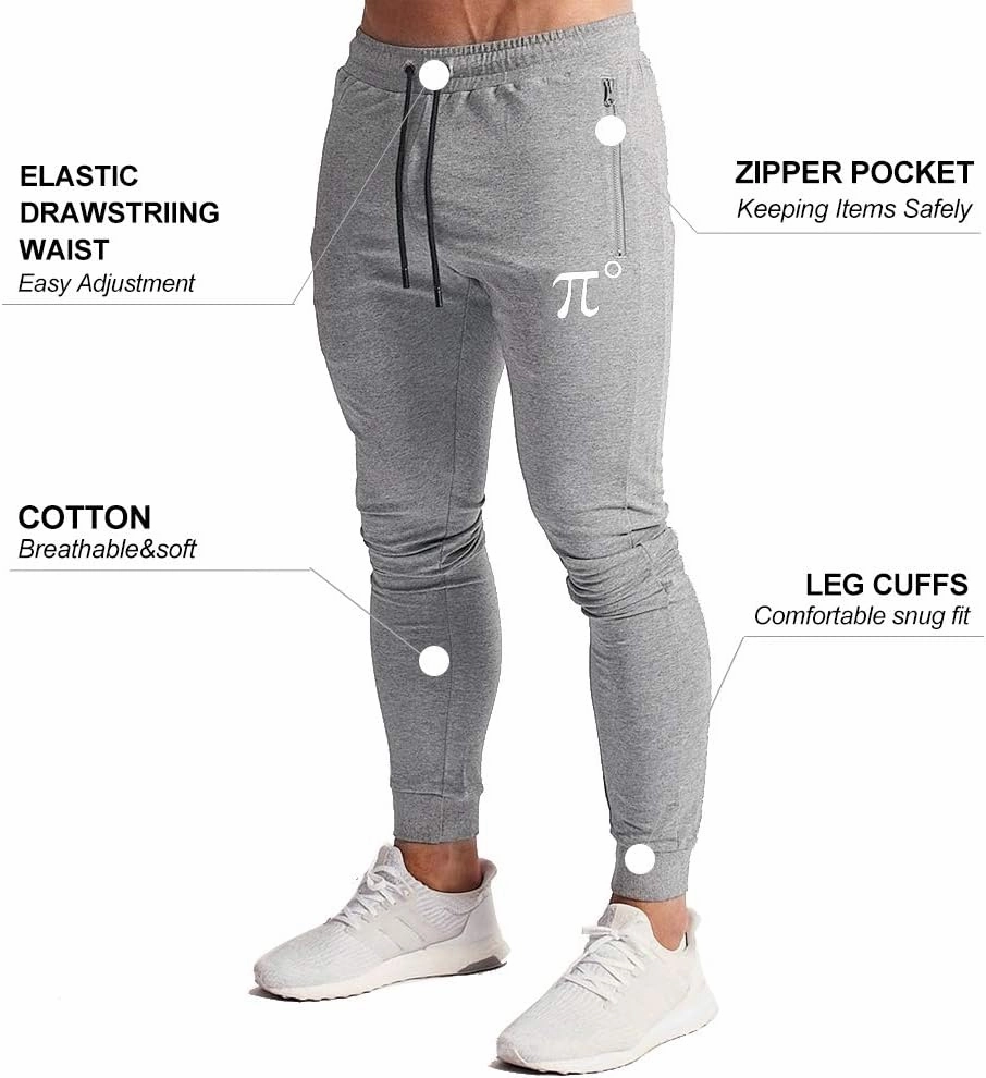 Wangdo Men's Joggers Sweatpants Gym Training Workout Pants Slim Fit with Zipper Pockets
