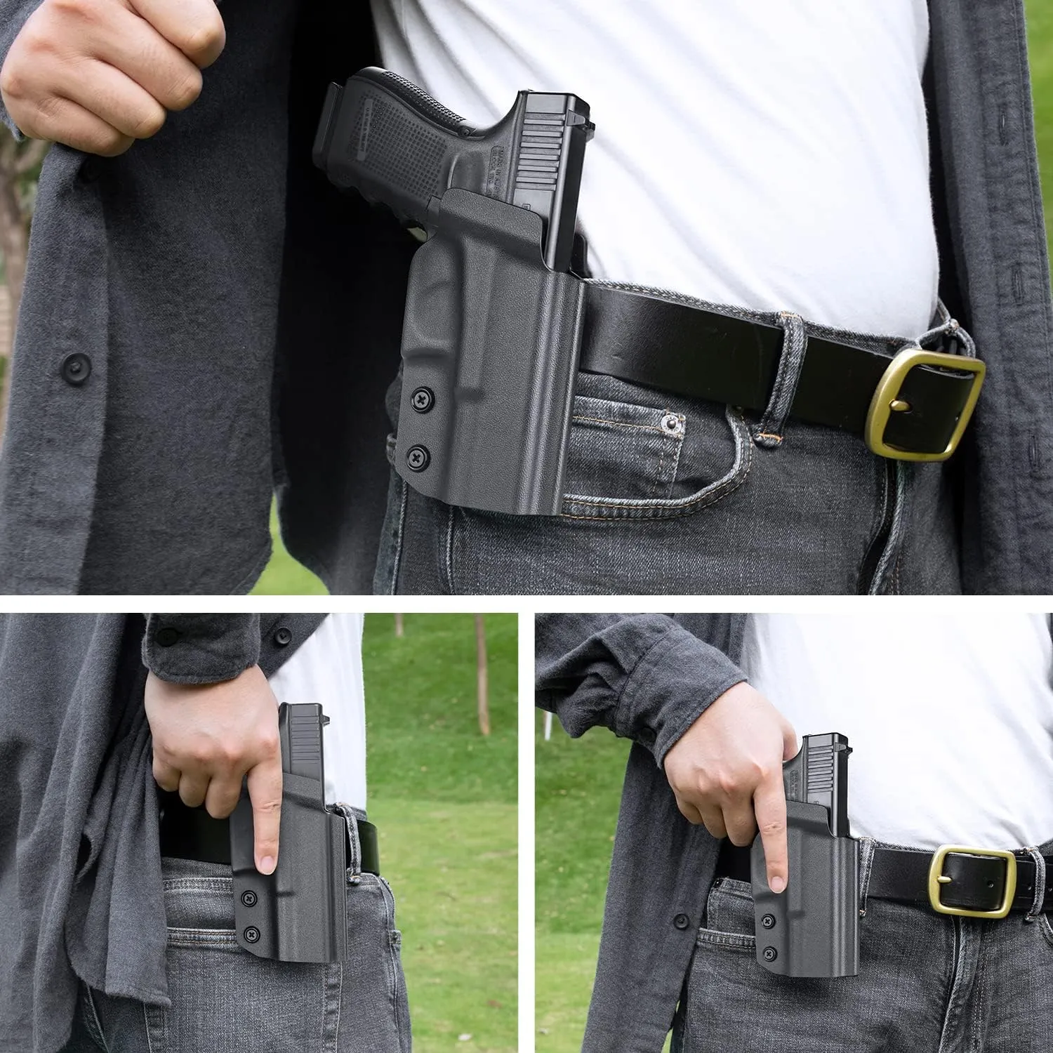 WARRIORLAND OWB Holster Optic Cut Compatible with Glock 17/19, G43/43X(NO MOS), Hellcat/Hellcat Pro, Taurus G2C/G3C, M&P Shield 9, M&P 9/380 Shield EZ, P226/P320/P365, Outside Waistband 1.75" Paddle