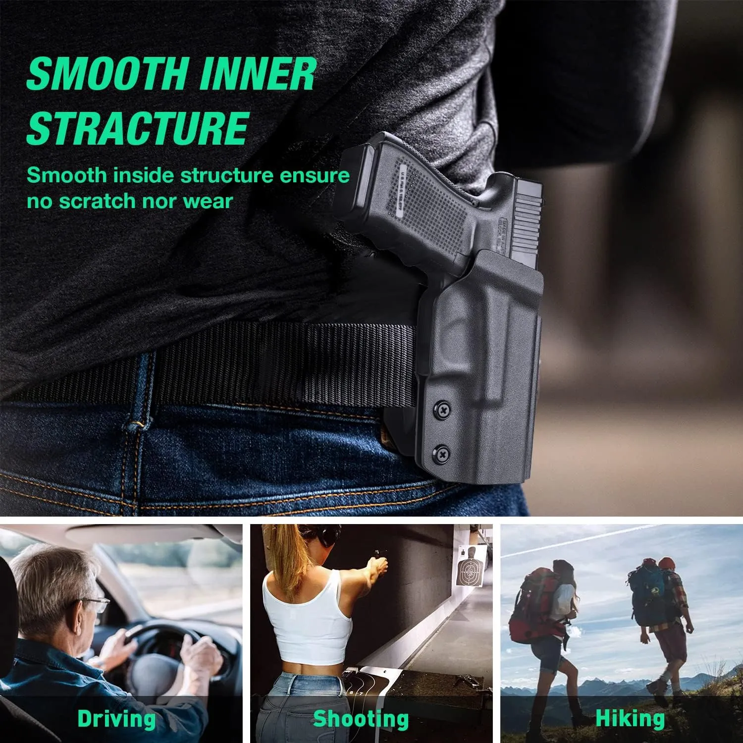 WARRIORLAND OWB Holster Optic Cut Compatible with Glock 17/19, G43/43X(NO MOS), Hellcat/Hellcat Pro, Taurus G2C/G3C, M&P Shield 9, M&P 9/380 Shield EZ, P226/P320/P365, Outside Waistband 1.75" Paddle