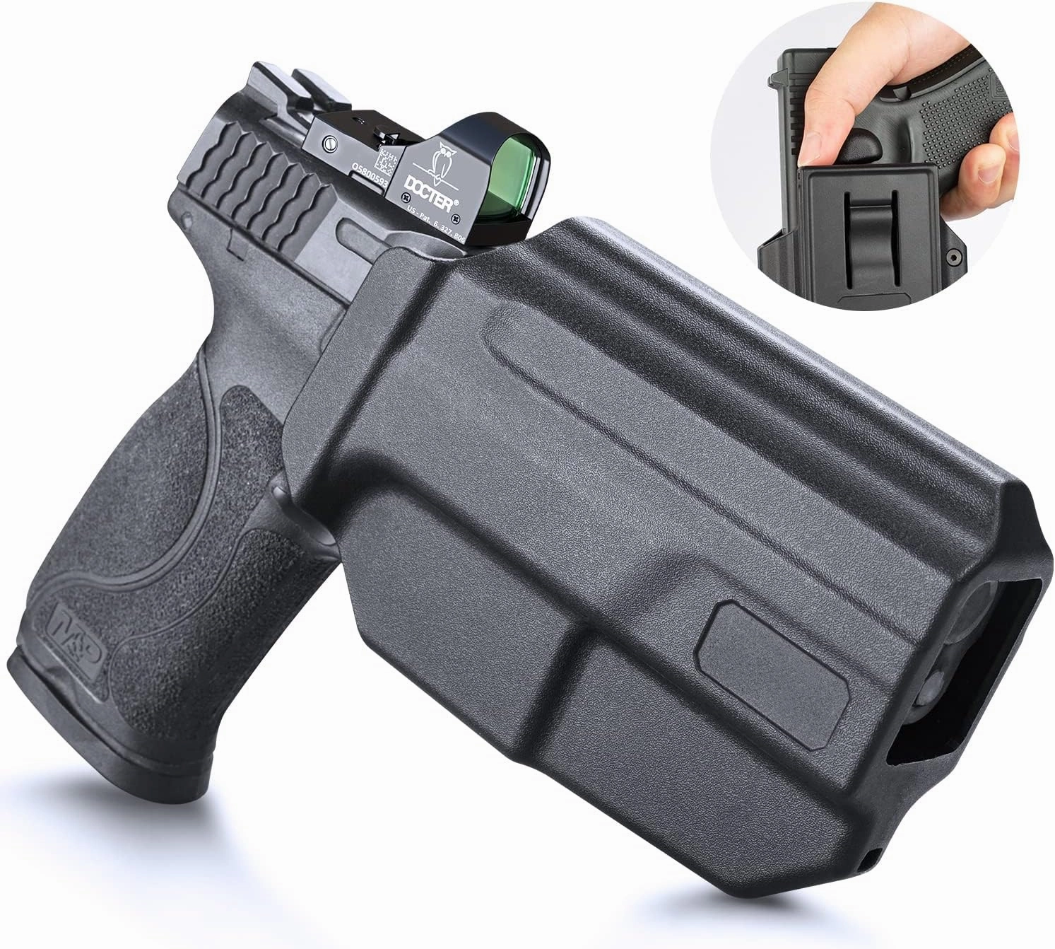 WARRIORLAND OWB Holster Thumb Release & Optic Cut Compatible with Glock 17/22/31, G19/19X/23/45, Taurus G2C/G3C, 1911 5'' No Rail, M&P M2.0 9mm/SD9 VE