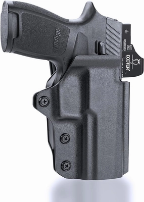 WARRIORLAND OWB KYDEX Holster Thumb Release & Optics Cut Fit: Sig P320 Compact M18 / P320 Full Size M17 / P320-XFIVE Legion, Outside Waistband 360 Degree Adj. Fits 1.5"-2.25" Belt, Right Hand