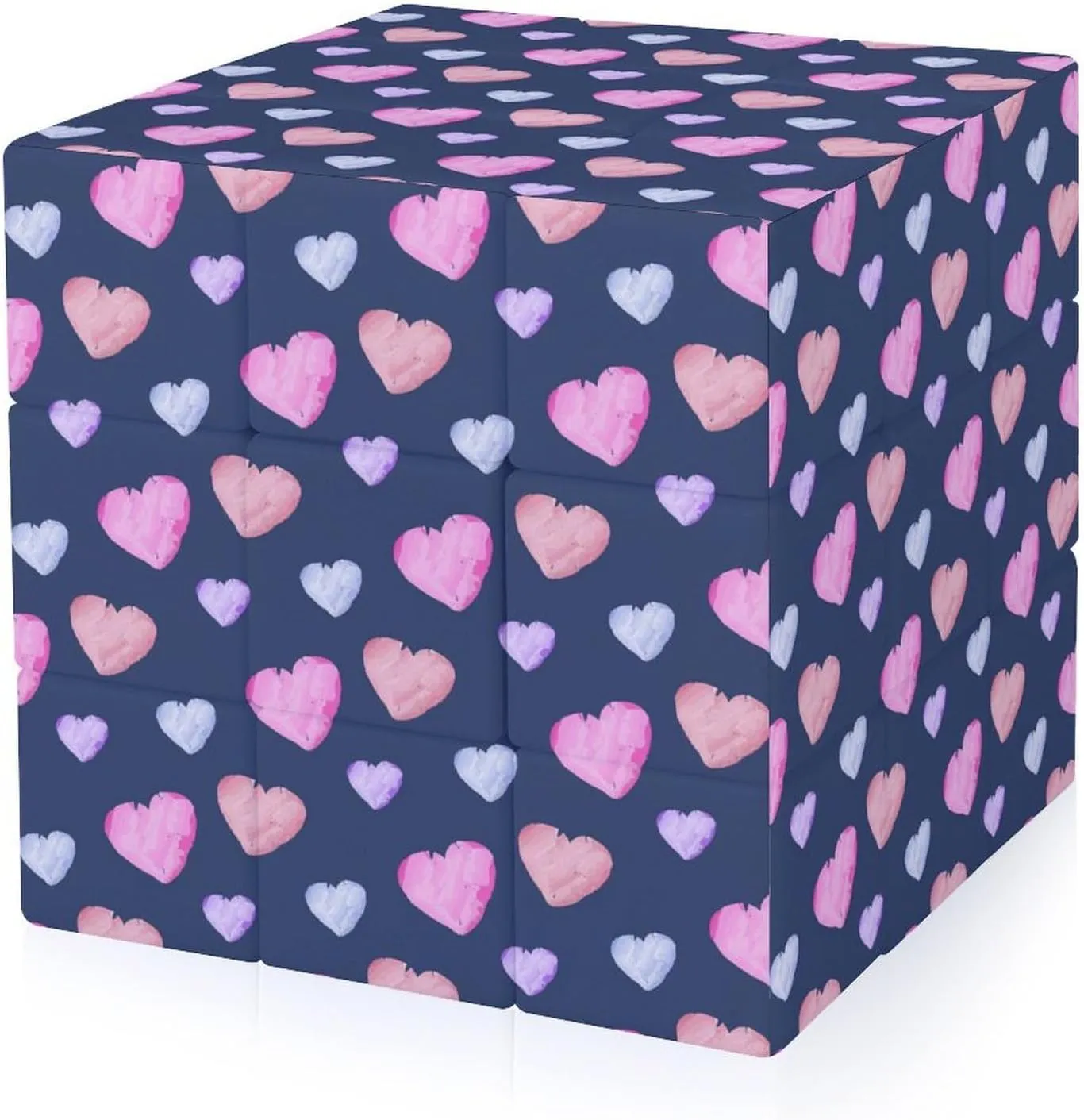 Watercolor Hearts Funny 3x3x3 Cube Smooth Lightweight Puzzle for Adult Graphic Printing Travel
