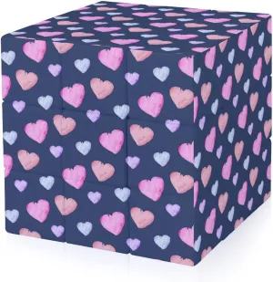 Watercolor Hearts Funny 3x3x3 Cube Smooth Lightweight Puzzle for Adult Graphic Printing Travel
