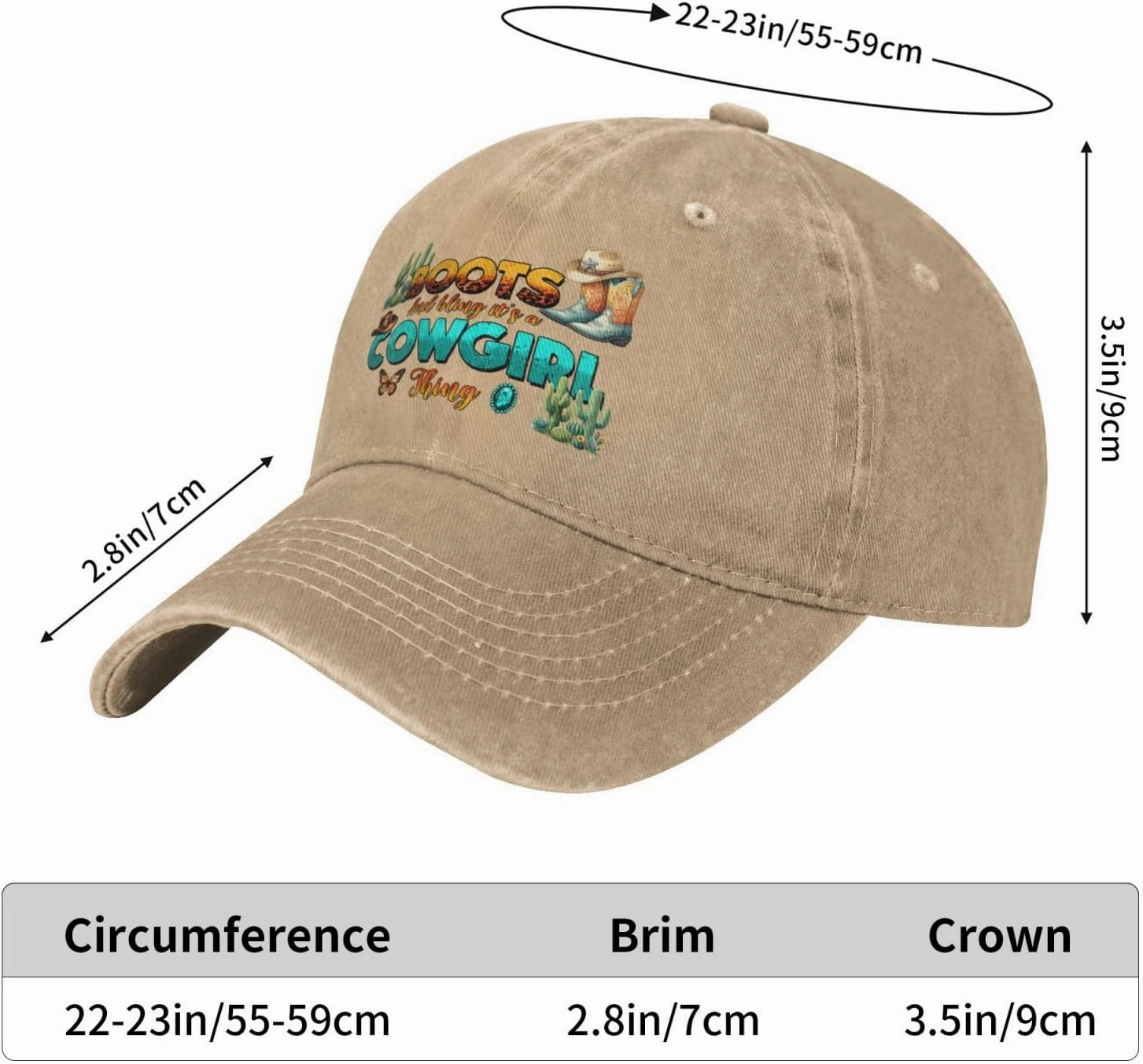 Western Cowgirl Just Wanna Have Fun Baseball Cap Golf Hat Dad Hat Vintage Cotton Washed Baseball Caps for Women Man