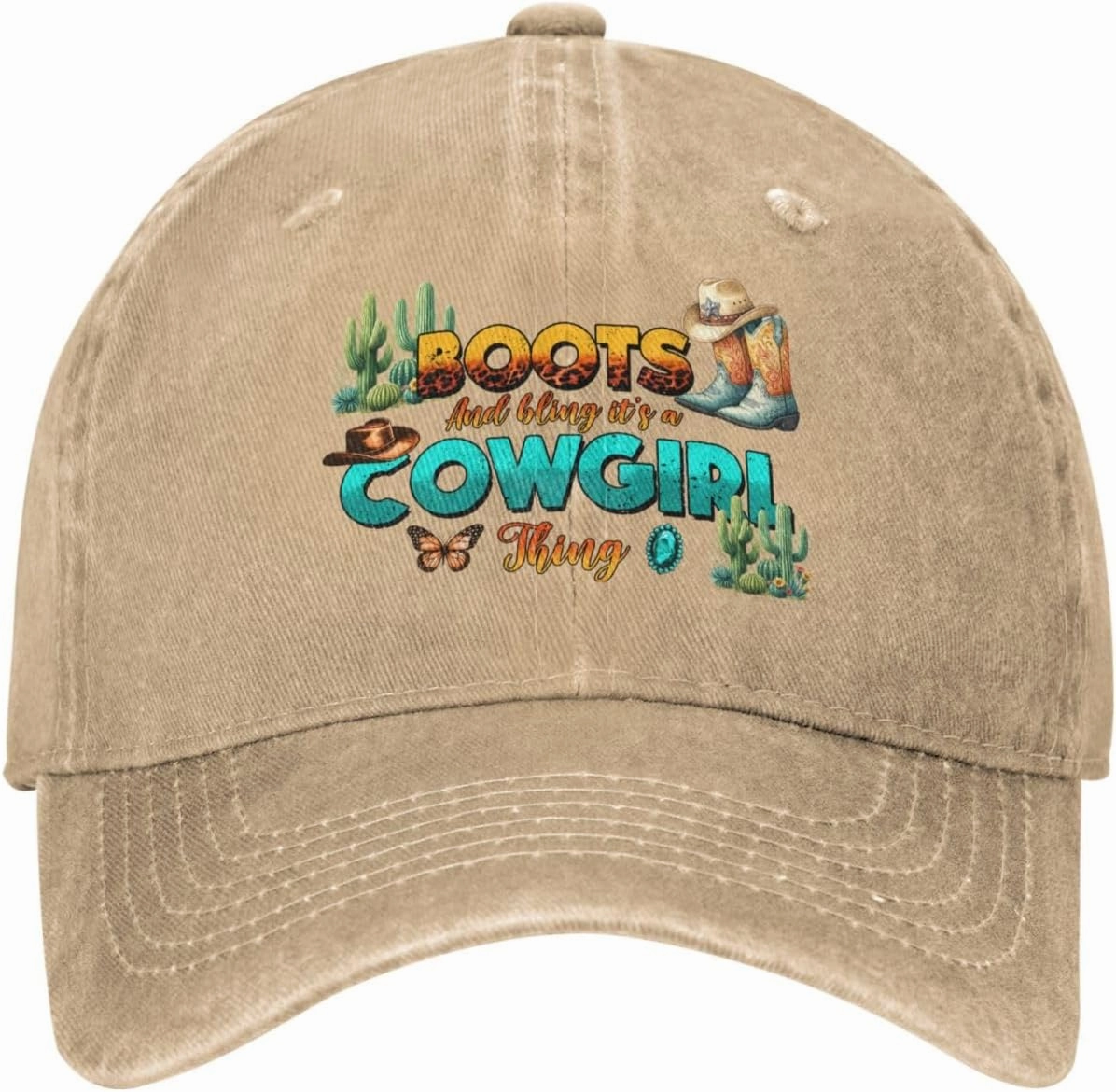 Western Cowgirl Just Wanna Have Fun Baseball Cap Golf Hat Dad Hat Vintage Cotton Washed Baseball Caps for Women Man