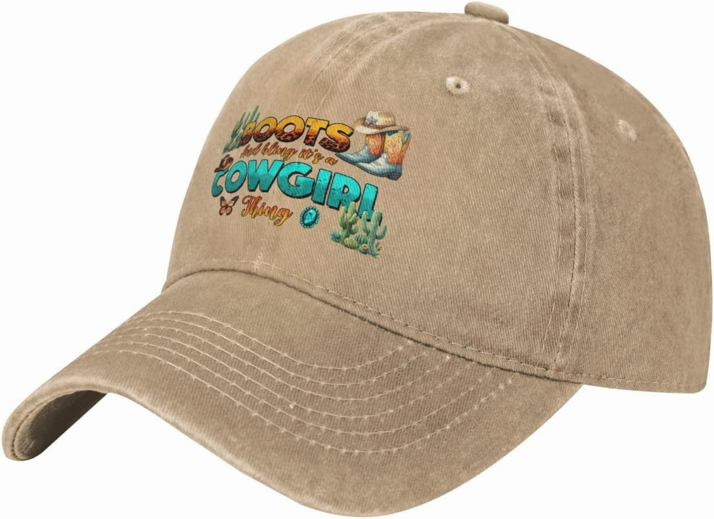Western Cowgirl Just Wanna Have Fun Baseball Cap Golf Hat Dad Hat Vintage Cotton Washed Baseball Caps for Women Man
