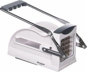 Westmark Multipurpose French Fry Cutter with 3 Thickness Adjustable Stainless Steel Blades and Non-Slip Suction Pad (Silver)