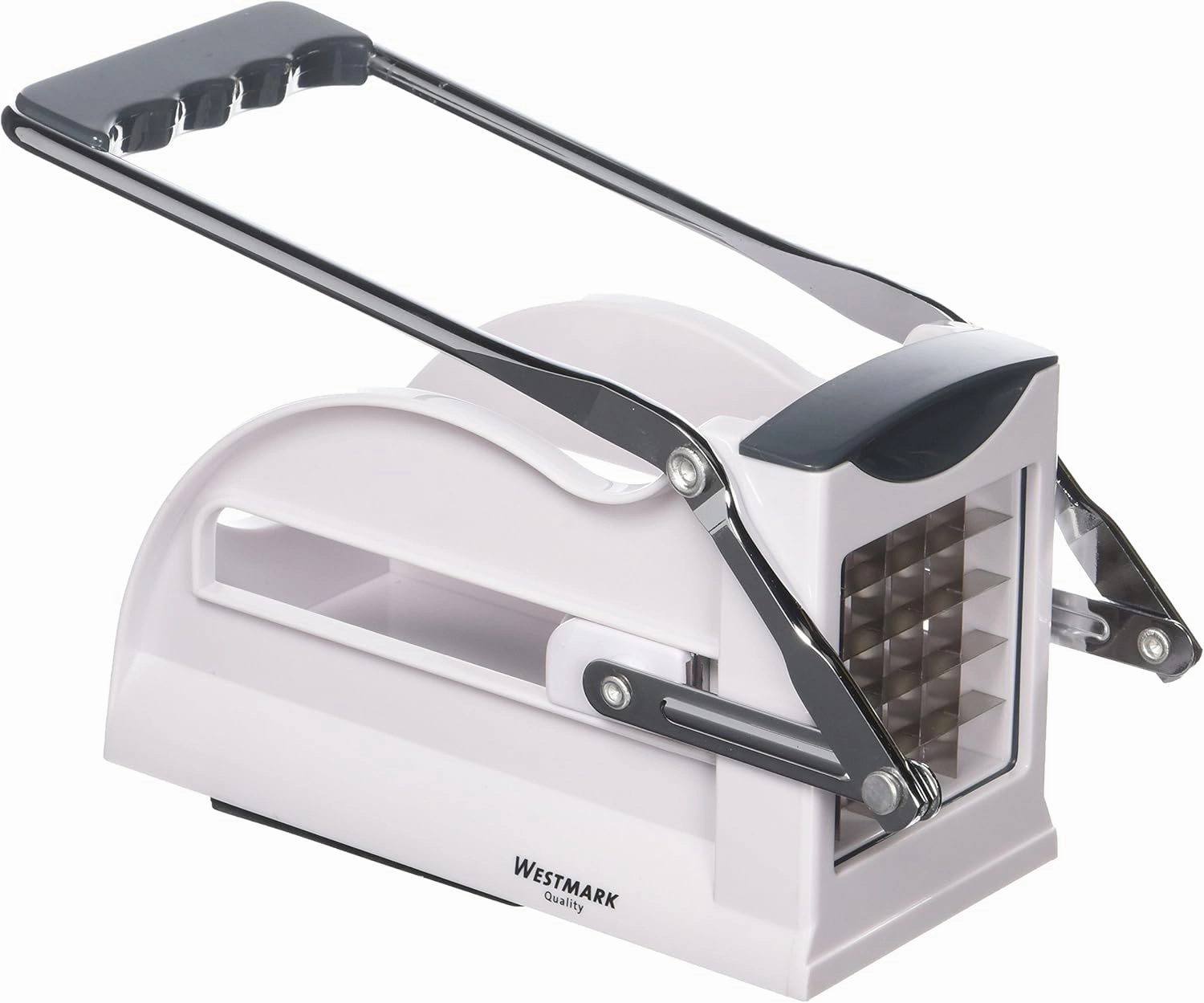 Westmark Multipurpose French Fry Cutter with 3 Thickness Adjustable Stainless Steel Blades and Non-Slip Suction Pad (Silver)