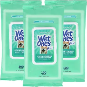 Wet Ones Multi-Purpose Pets Wipes - 300ct Total Dog Wipes with Vitamins A, C   E - Fragrance-Free, Wet Lock Seal