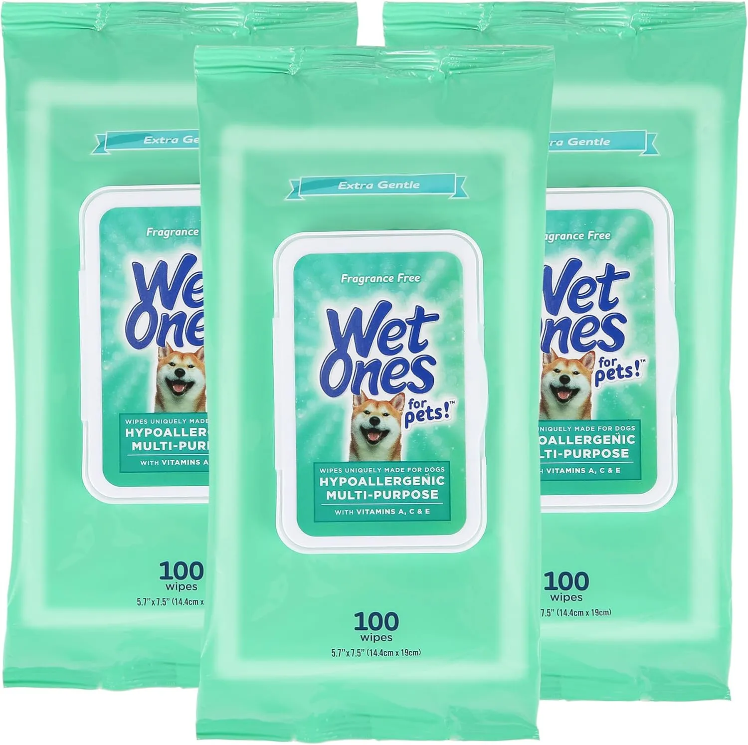 Wet Ones Multi-Purpose Pets Wipes - 300ct Total Dog Wipes with Vitamins A, C   E - Fragrance-Free, Wet Lock Seal