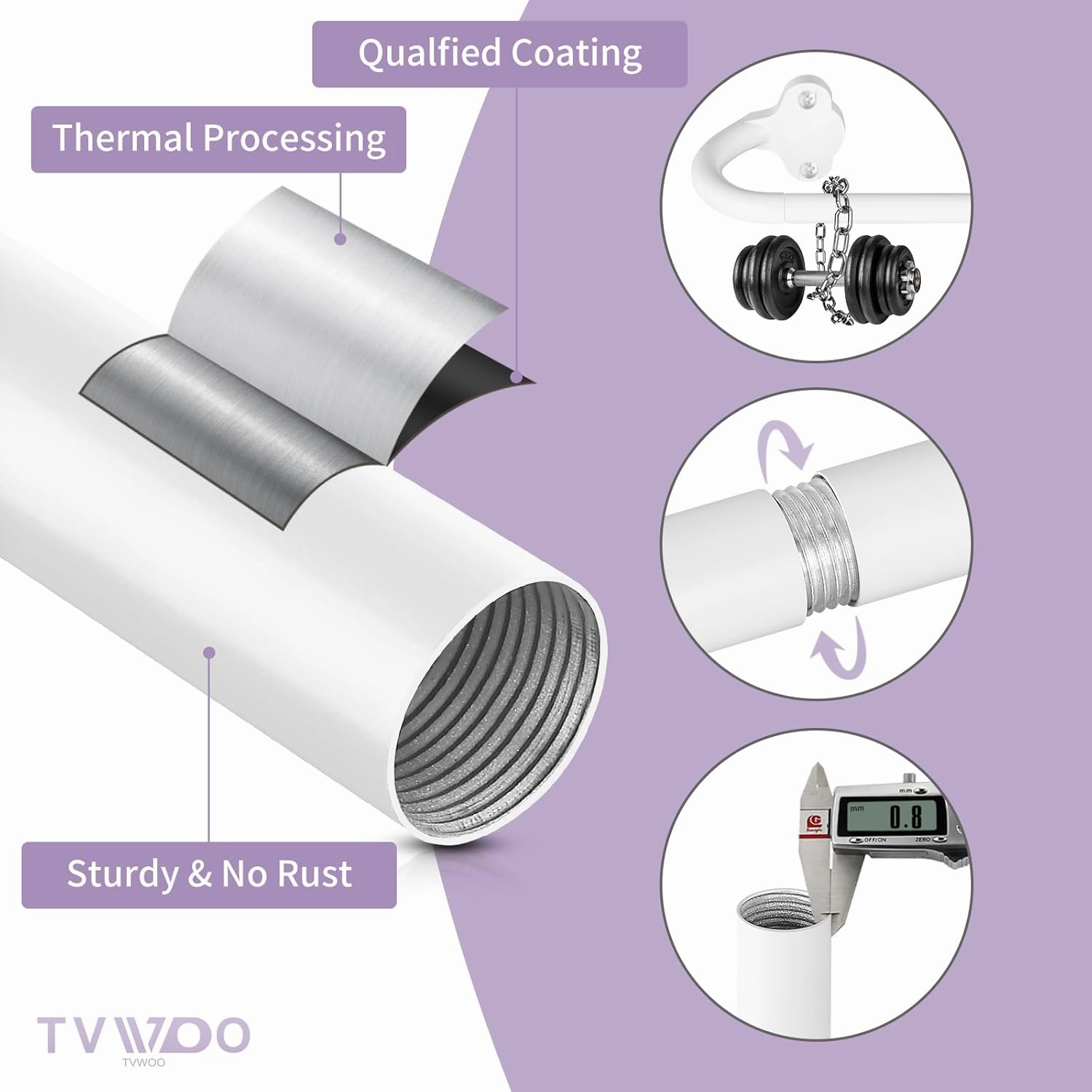 White Wrap Around Curtain Rods:5/8" Small Blackout Adjustable Window Curtain Rod for Bedroom Kitchen Apartment Renter Friendly,Room Darkening Curved Drapery Rods Easy Install,Pure White 28-60"