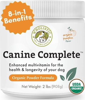 Wholistic Canine Complete with Organic Pumpkin for Dogs - 2 Lb - Dog Vitamins and Supplements with Pumpkin Powder for Digestion, Skin & Coat Health - Multivitamin for Dogs with Probiotics & Fiber