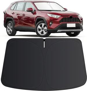 Windshield Sun Shade for Toyota RAV4 2019-2024 2025 SUV Crossover, LE XLE Premium Limited XSE Hybrid Adventure, Car Front Window Covers Sun Visor Blocks UV Rays Sunshade for Toyota RAV4 Accessories