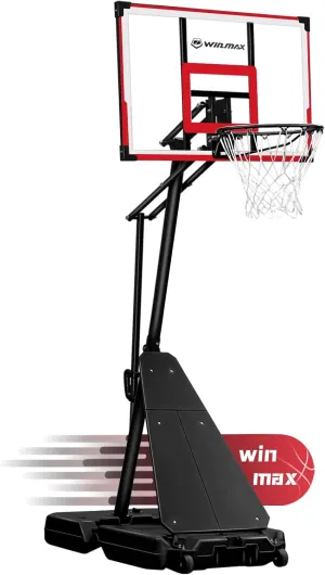WIN.MAX Basketball Hoop Outdoor 4.9FT-10FT Adjustable, Portable Basketball Hoop Goal System with 44 Inch Shatterproof Backboard and Larger Base for Youth/Adults in Backyard/Driveway/Indoor/Poolside