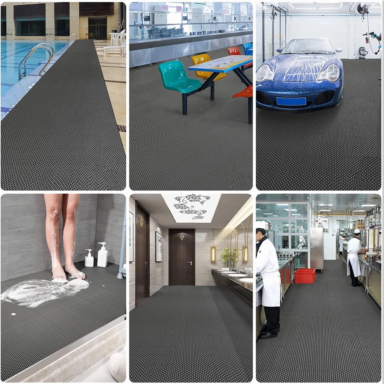 WLWLEO Drainage Non Slip Flooring Mats Swimming Pool Bathroom Anti-Fatigue Rubber Matting 3x10 Ft Heavy Duty Commercial Anti Slip Floor Mats for Garage Restaurant Sauna SPA,Red,0.9×3M