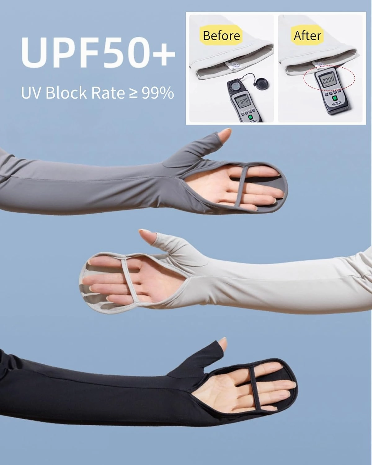 Women UV Long Sun Protection Gloves 3 Pairs UV Blocking Handshield Arm Sleeve Touchscreen Summer Driving UPF50 