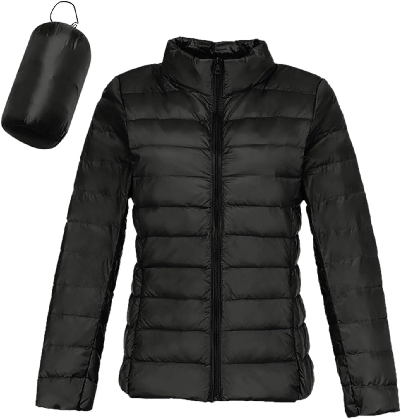 Womens Lightweight Puffer Jacket 2023 Winter Fashion Packable Short Duck Down Jackets Slim Fit Zipper Down Coat with Hood