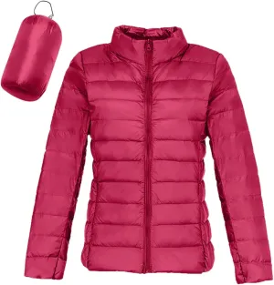Womens Lightweight Puffer Jacket 2023 Winter Fashion Packable Short Duck Down Jackets Slim Fit Zipper Down Coat with Hood