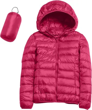 Womens Lightweight Puffer Jacket 2023 Winter Fashion Packable Short Duck Down Jackets Slim Fit Zipper Down Coat with Hood