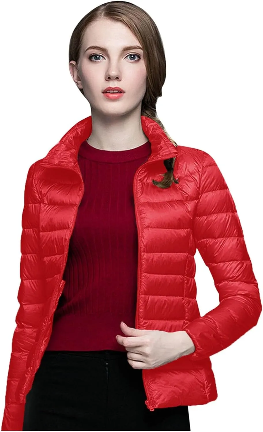 Womens Puffer Jacket 2025 Winter Warm Packable Down Jacket Lightweight Slim Fit Hooded Jacket Short Duck Down Coat
