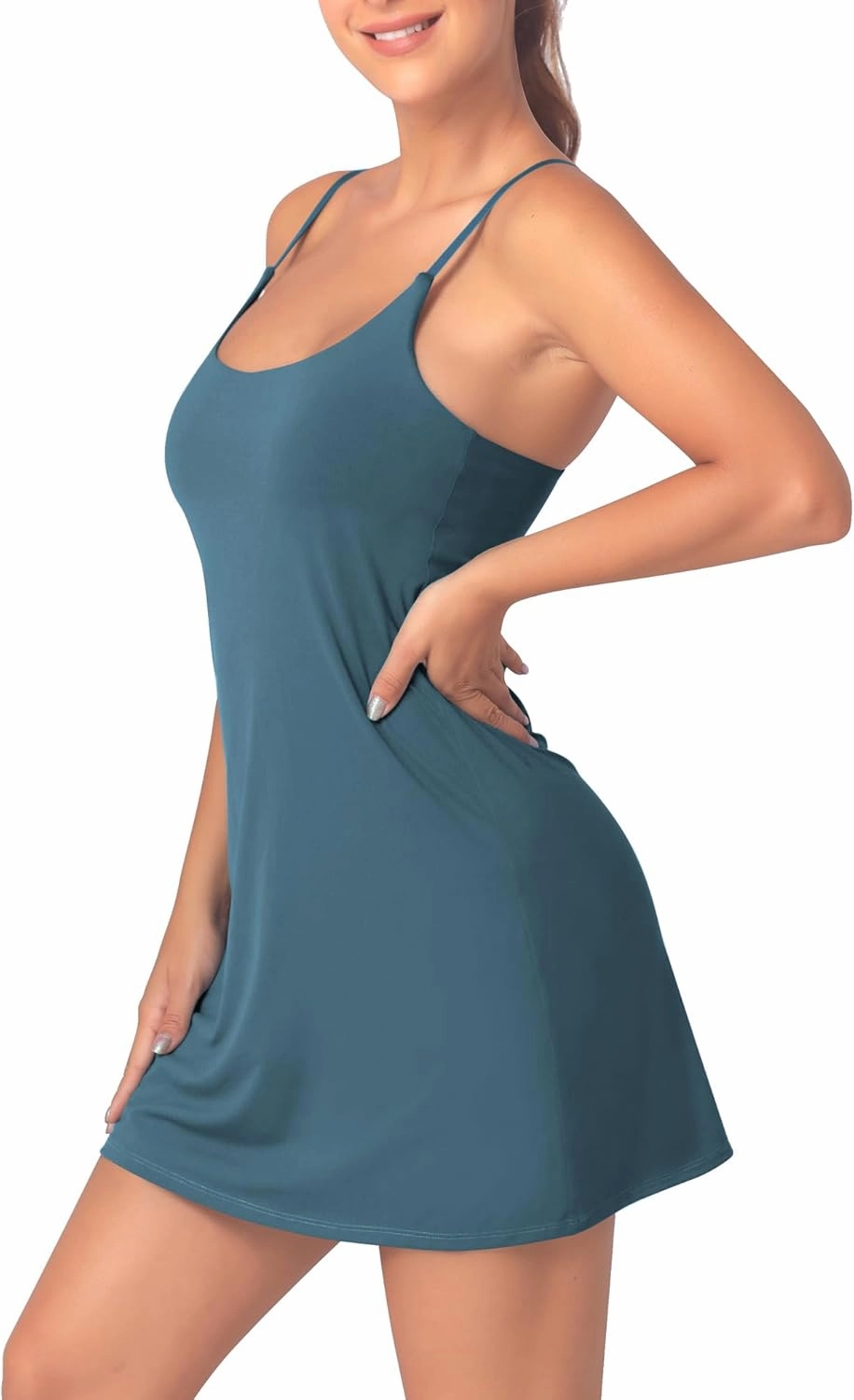 Womens Tennis Dress with Built-in Bra & Shorts Athletic Dress Workout Dress Exercise Dress with Pockets Golf Dress