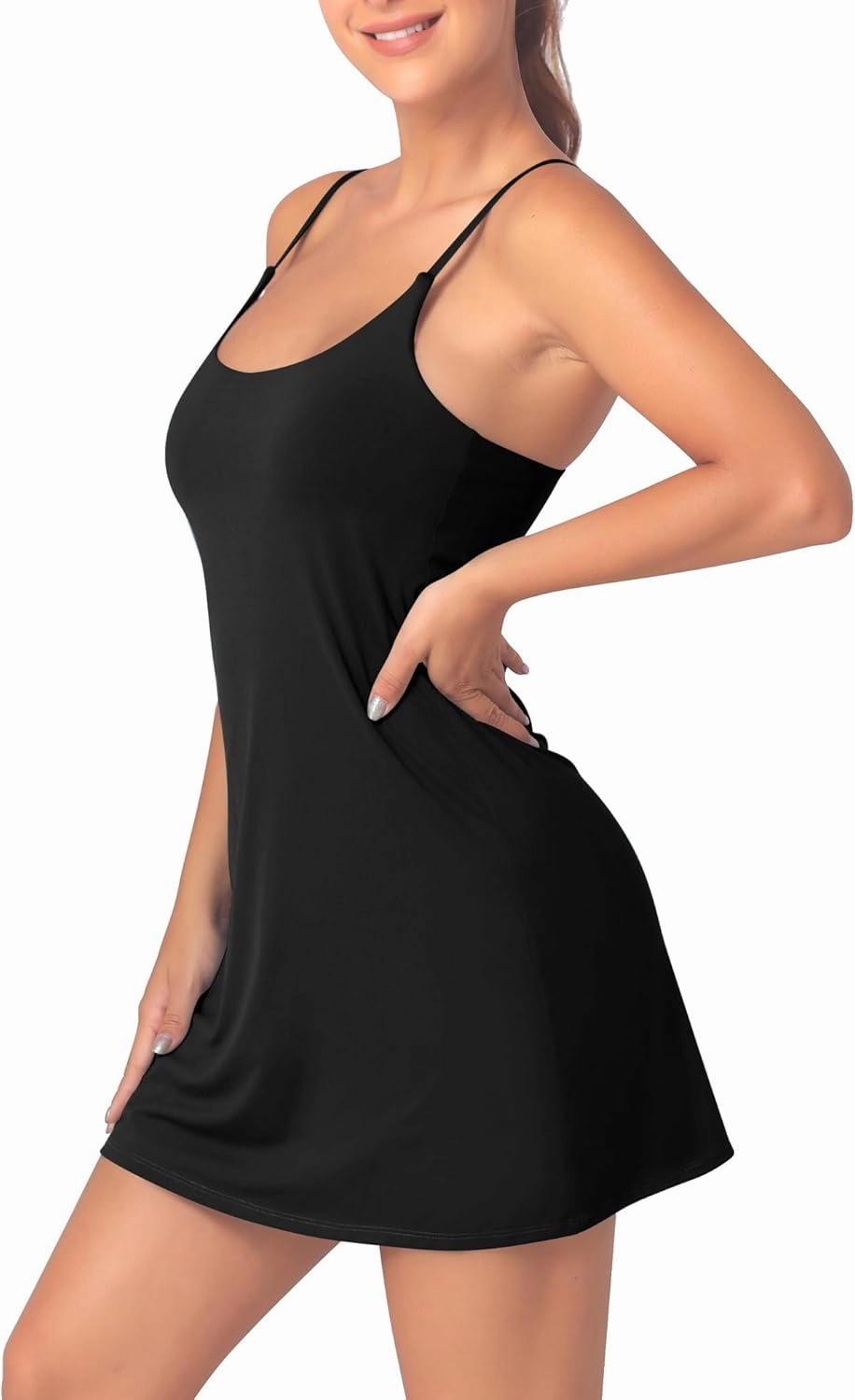 Womens Tennis Dress with Built-in Bra & Shorts Athletic Dress Workout Dress Exercise Dress with Pockets Golf Dress