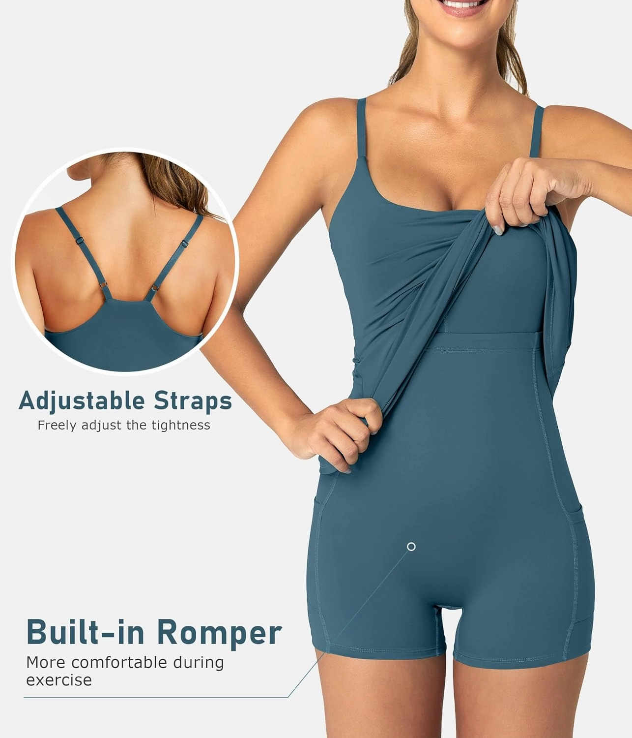 Womens Tennis Dress with Built-in Bra & Shorts Athletic Dress Workout Dress Exercise Dress with Pockets Golf Dress