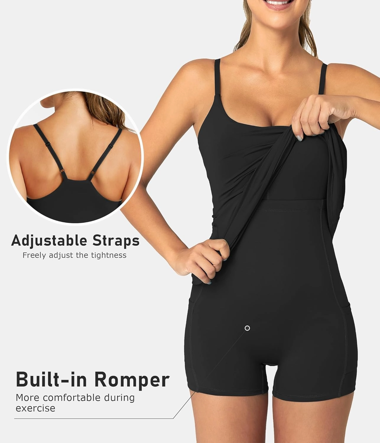 Womens Tennis Dress with Built-in Bra & Shorts Athletic Dress Workout Dress Exercise Dress with Pockets Golf Dress
