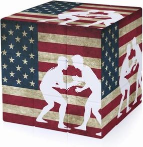 Wrestling U.S. Flag Funny 3x3x3 Cube Smooth Lightweight Puzzle for Adult Graphic Printing Travel