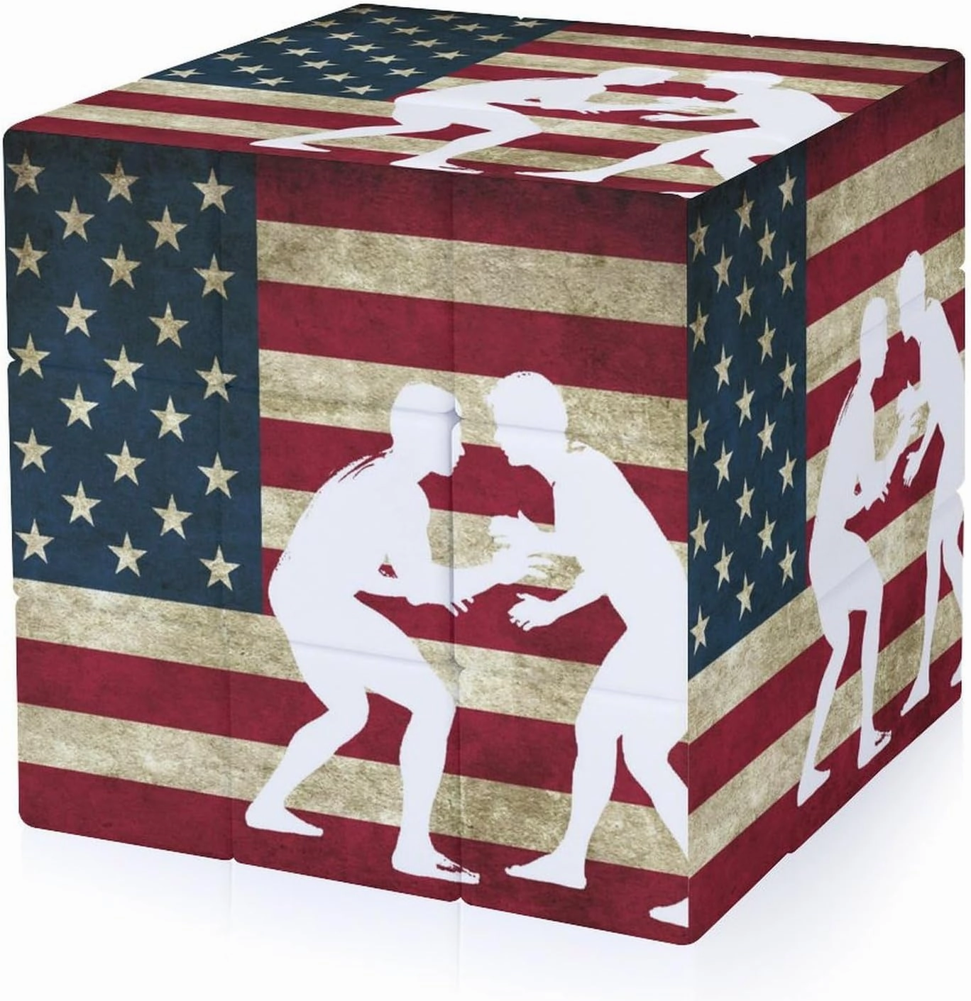 Wrestling U.S. Flag Funny 3x3x3 Cube Smooth Lightweight Puzzle for Adult Graphic Printing Travel