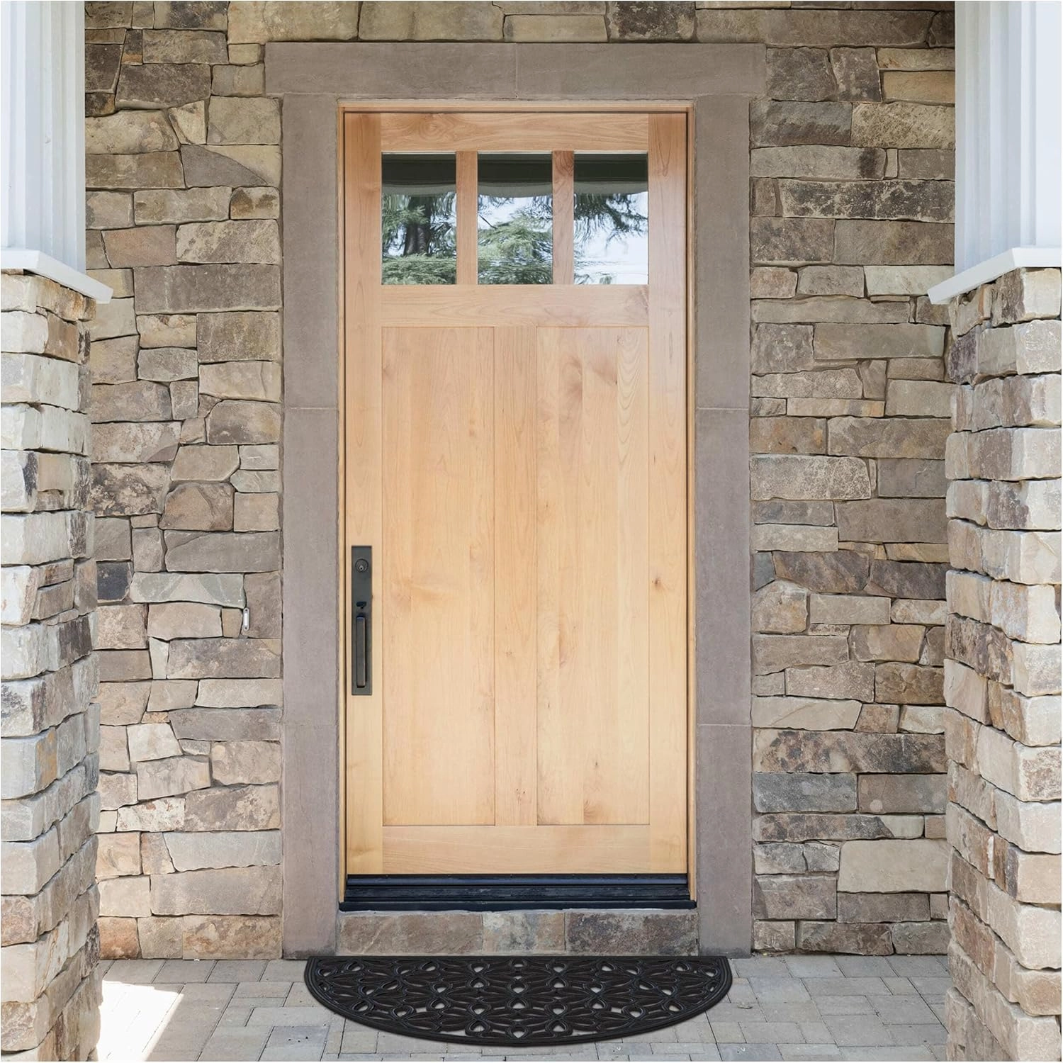 Wrought Iron Rubber Door Mat, Daisy - 18 Inch Length, 30 Inch Width - Durable, Easy to Clean & Decorative Outdoor Welcome Mats - Heavy Duty for All Weather - Doormat Traps Dirt, Debris, & Mud