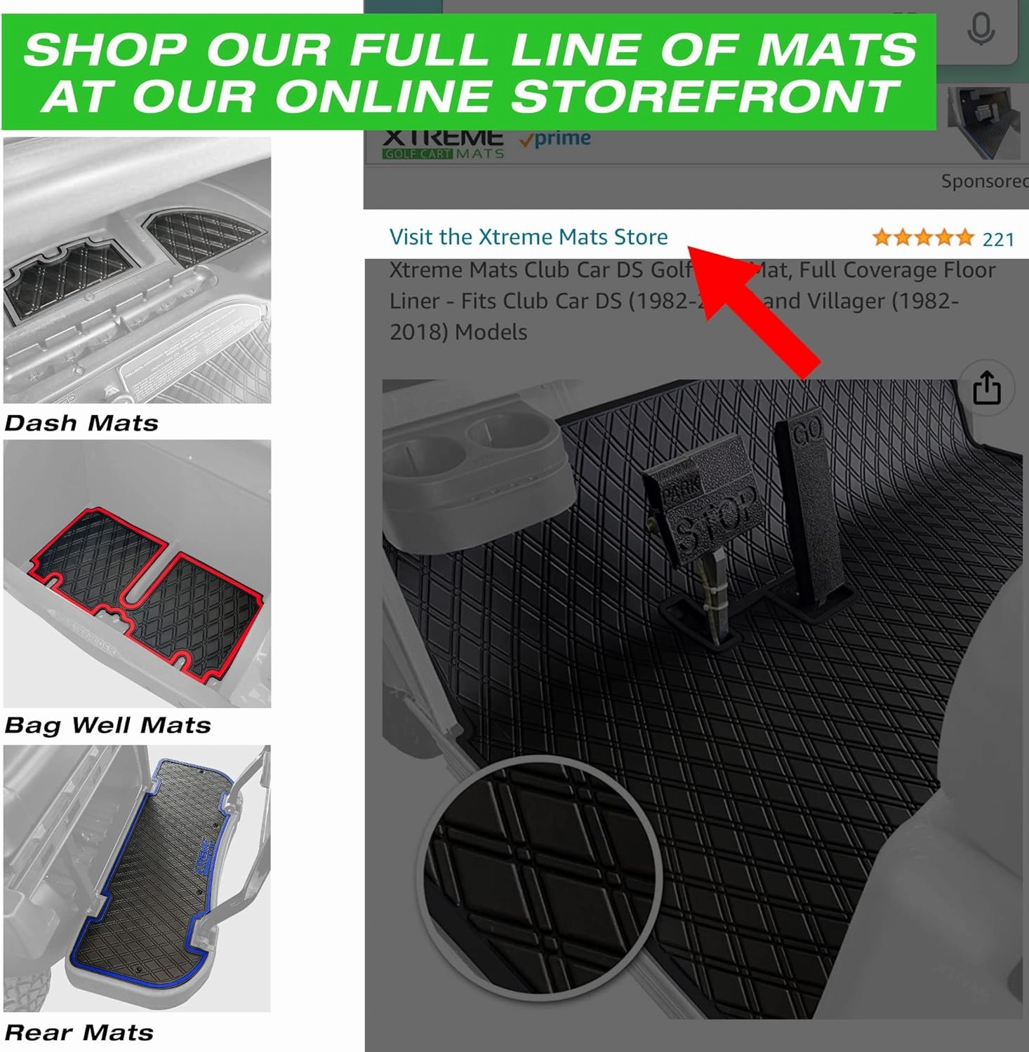 Xtreme Mats ICON Compatible, Full Coverage Golf Cart Floor Liner - Compatible with ICON and Advanced EV (Gen1) Golf Carts - Choose Your Color/Style