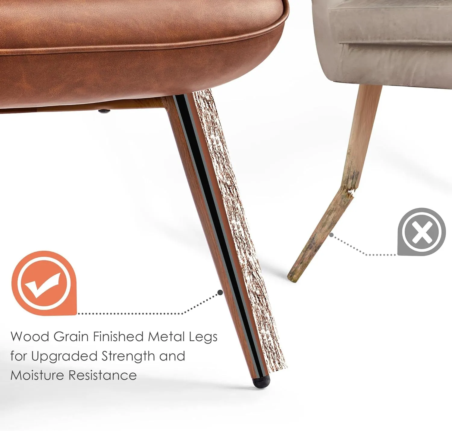 Yaheetech Leather Accent Chairs, Living Room Chairs Leather Large Armchairs Accent Chairs with Metal Legs for Living Bedroom Office Statement, Camel