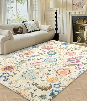 YIHOUSE Floral Living Room Rugs,Washable Area Rugs 6x9,Boho Colorful Rugs for Bedroom, Low Pile Vintage Rug for Kids Room Non Slip Flower Rug Dining Room Nursery Rug
