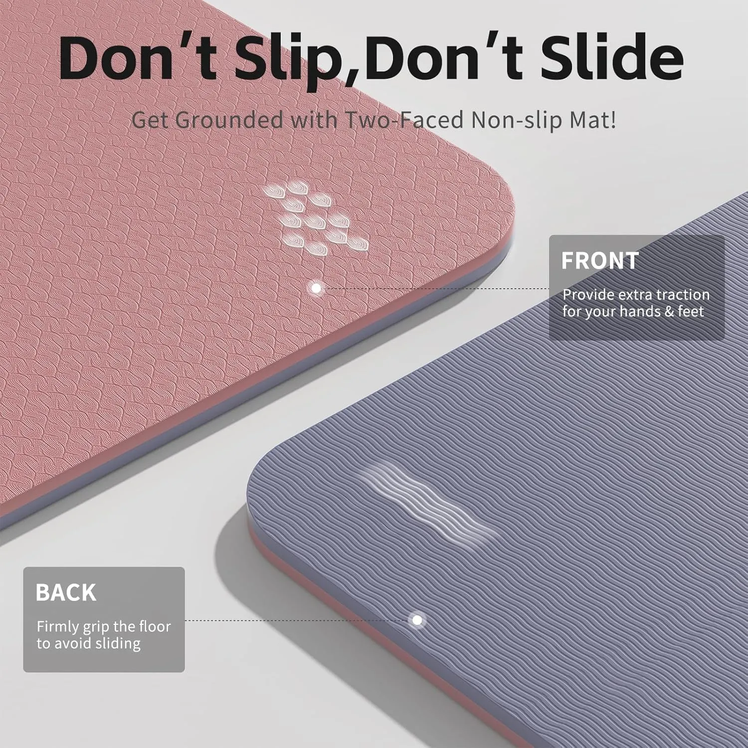 Yoga Mat 8mm Super Thick TPE Fitness Exercise Mat, Non-Slip, Odorless and Tear Resistant, Unisex, With Strap, Suitable for Yoga, Pilates, Meditation, Home Floor Exercise