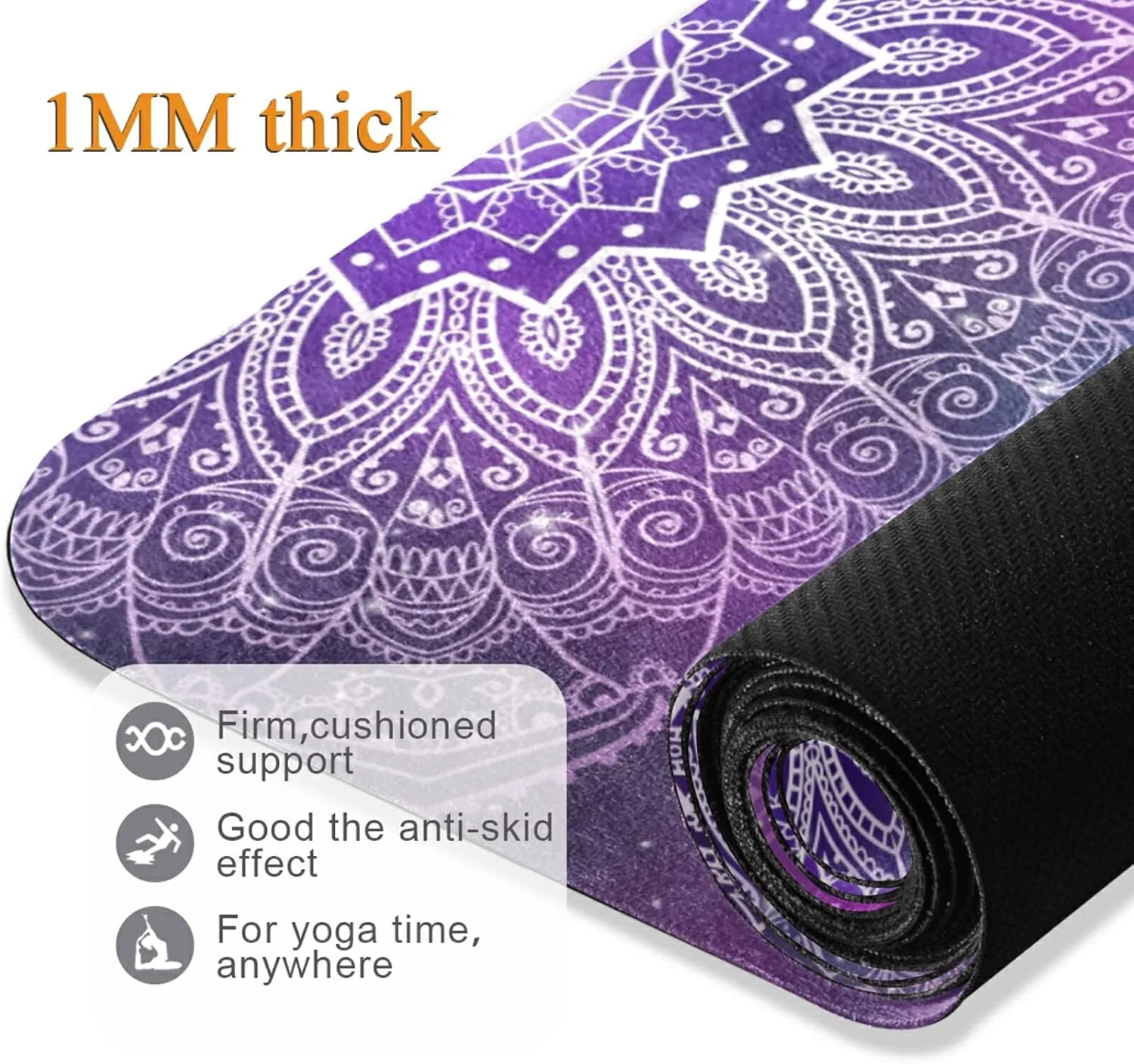 Yoga Mat Non Slip Rubber Fitness Safe Exercise Mat with Bag Durable Folding Workout Mat for Pilates and Floor Exercises