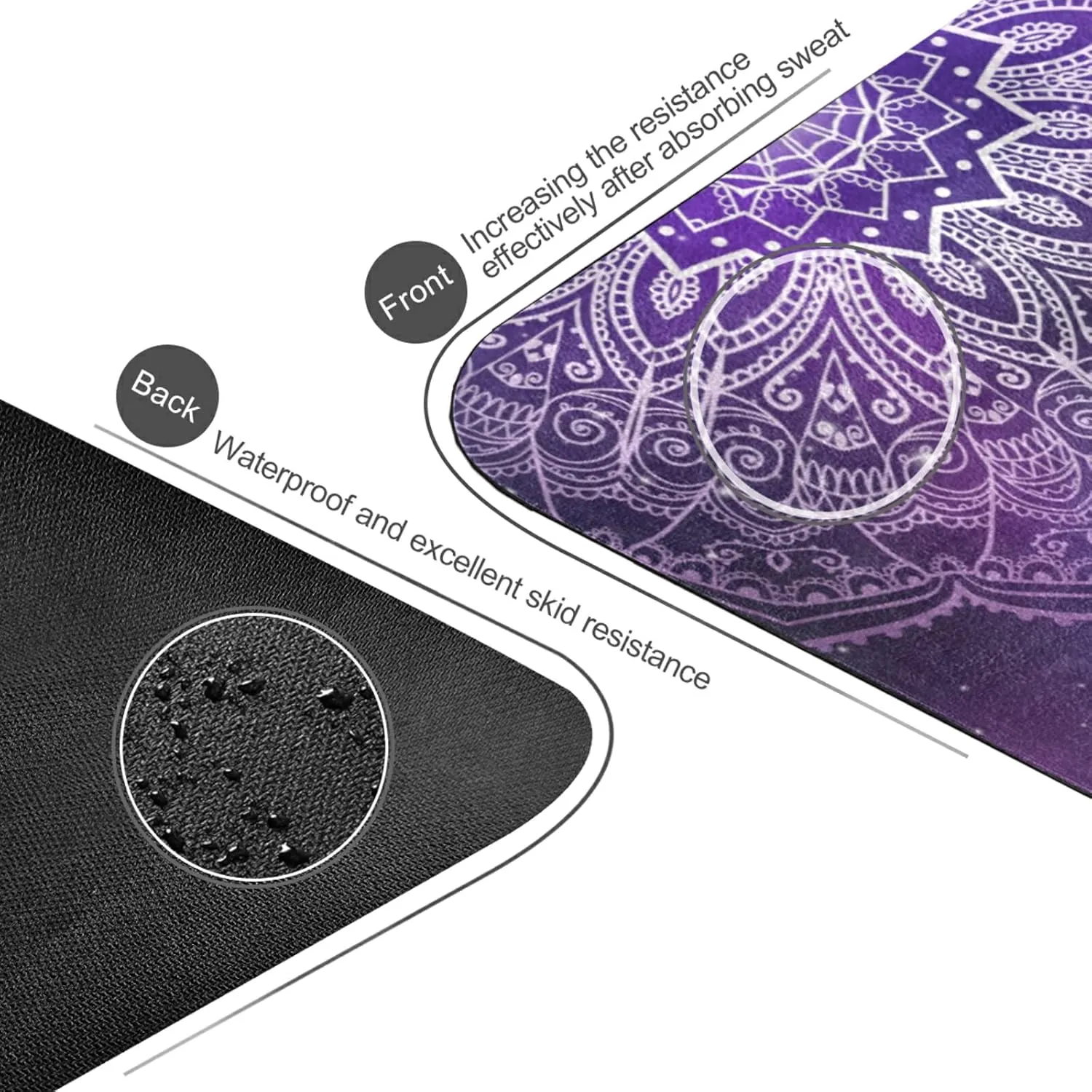 Yoga Mat Non Slip Rubber Fitness Safe Exercise Mat with Bag Durable Folding Workout Mat for Pilates and Floor Exercises