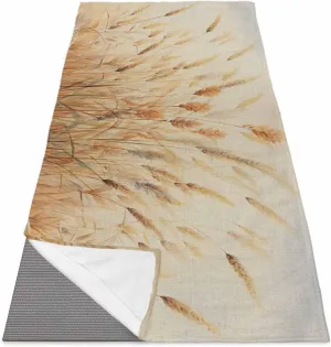 Yoga Mat Towel Reed Dandelion Retro Plant Grassland Non Slip Hot Yoga Mat Towel with Corner Pockets Absorbent Microfiber Yoga Towels for Hot Yoga, Bikram, Pilates, 26x74 Inch