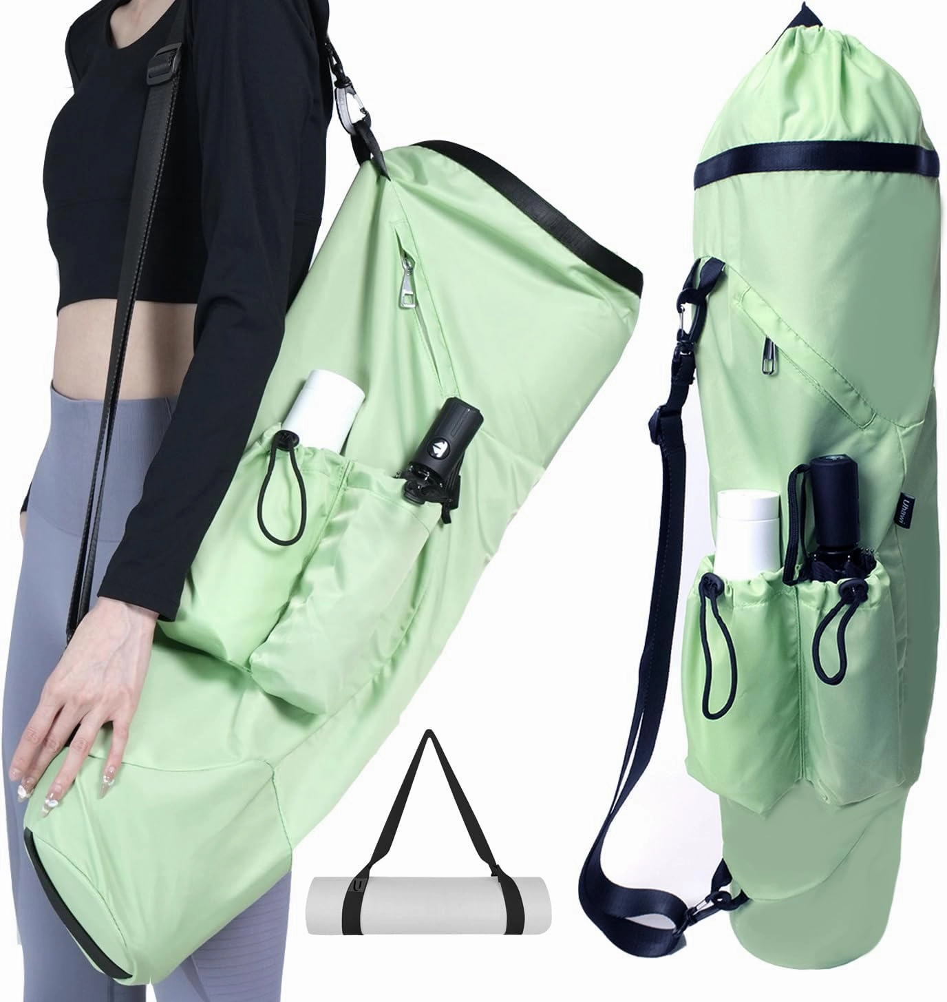 Yoga Mat Bag, with Water Bottle Pocket and Big Wet Pocket & Yoga strap & Large Capacity, Stylish & Functional Fitness Mat And Essential items for Women & Men