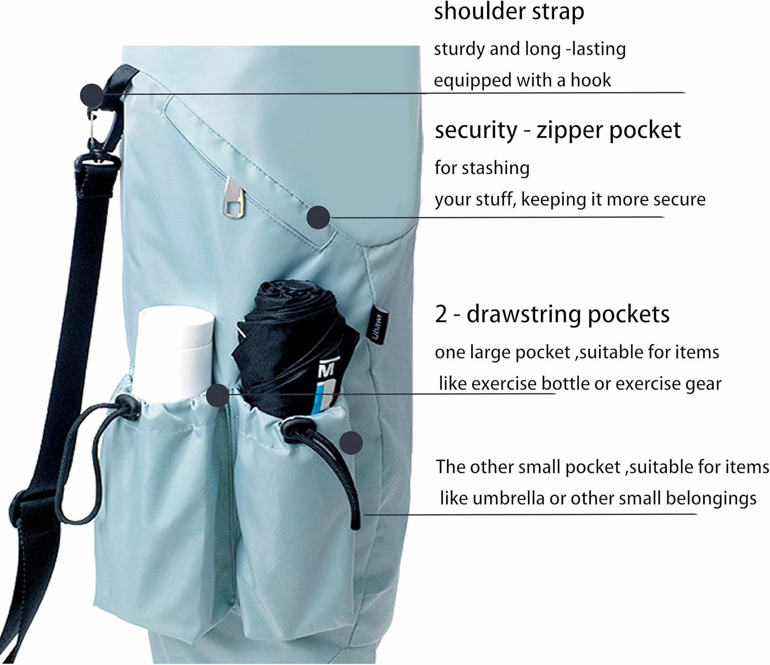 Yoga Mat Bag, with Water Bottle Pocket and Big Wet Pocket & Yoga strap & Large Capacity, Stylish & Functional Fitness Mat And Essential items for Women & Men