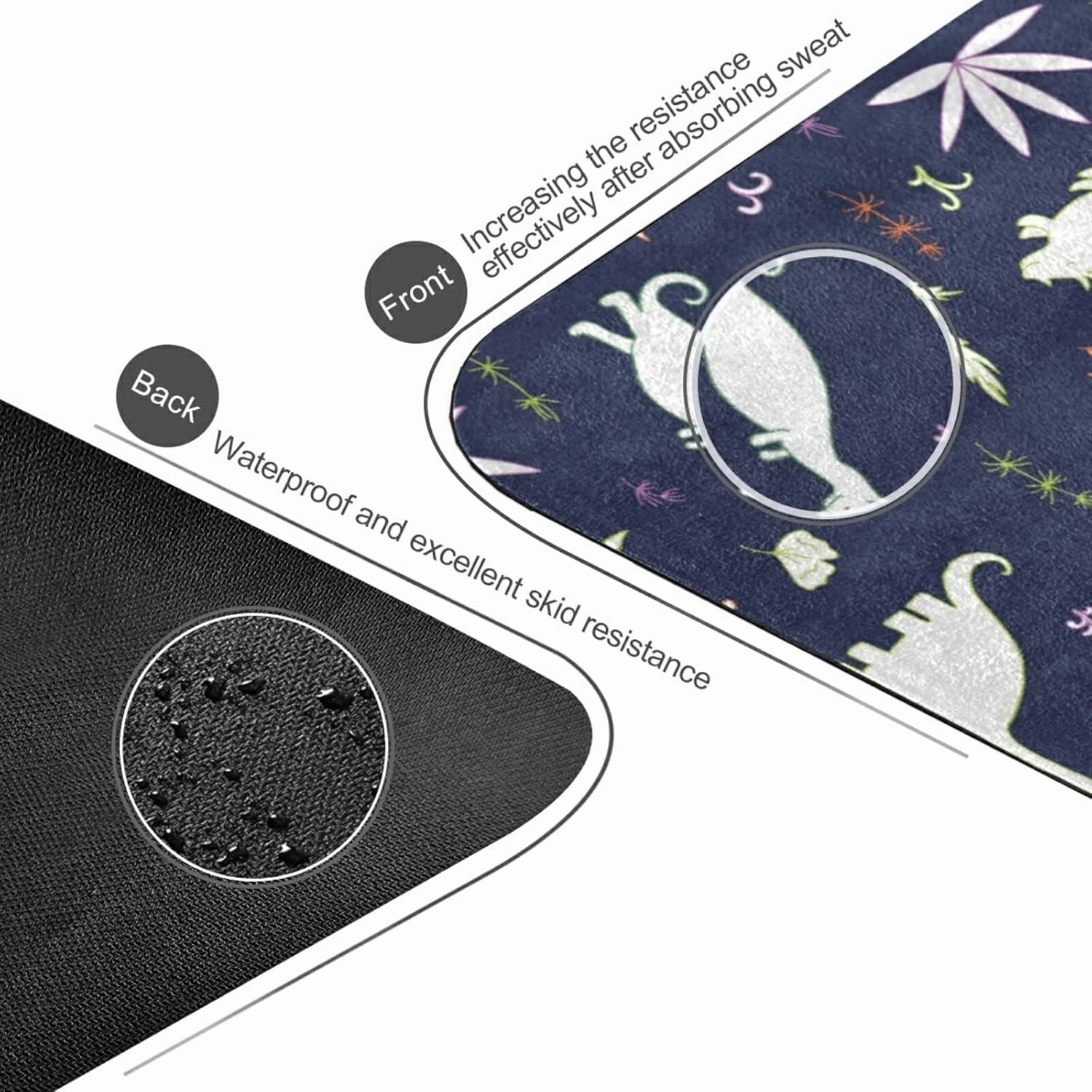 Yoga Mat Non Slip Rubber Fitness Safe Exercise Mat with Bag Durable Folding Workout Mat for Pilates and Floor Exercises