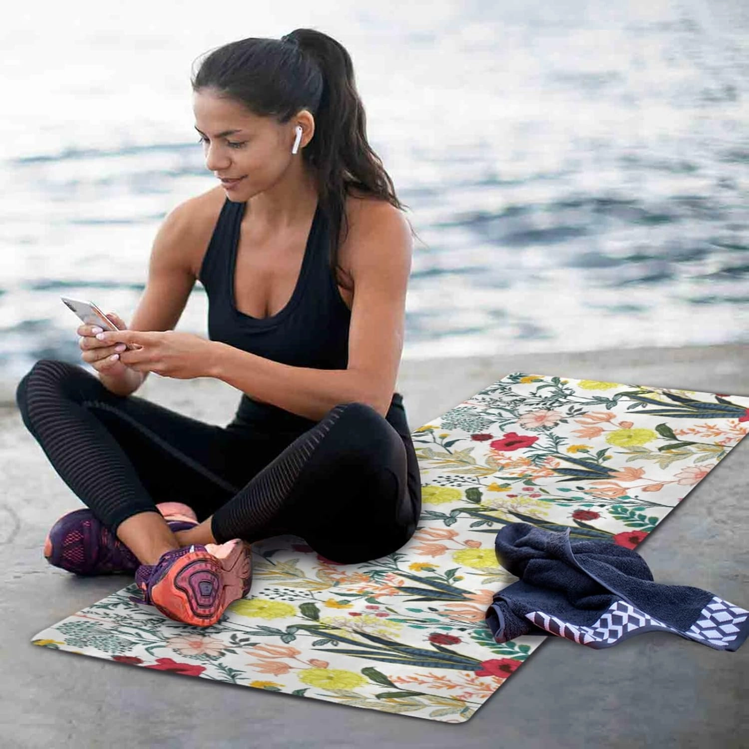 Yoga Mat Non Slip Rubber Fitness Safe Exercise Mat with Bag Durable Folding Workout Mat for Pilates and Floor Exercises