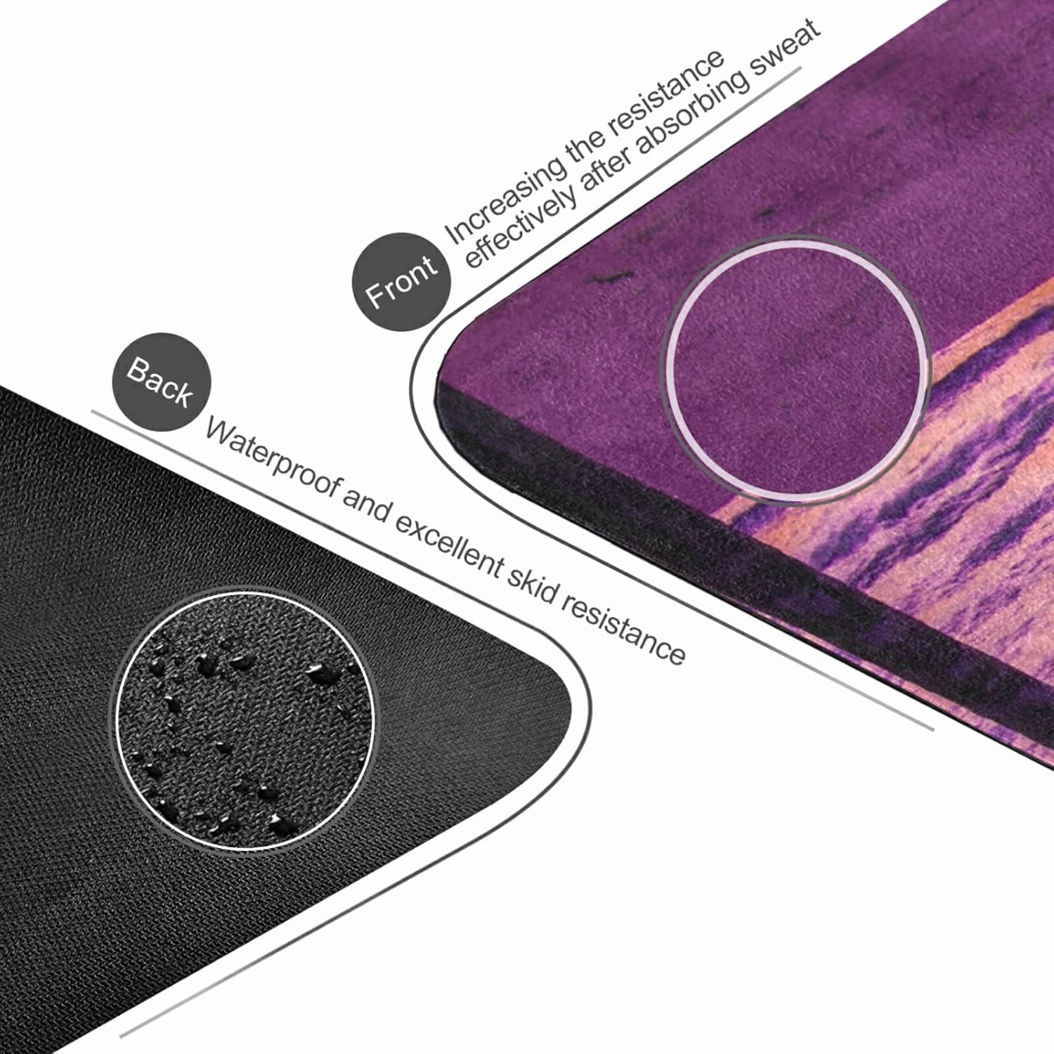 Yoga Mat Non Slip Rubber Fitness Safe Exercise Mat with Bag Durable Folding Workout Mat for Pilates and Floor Exercises