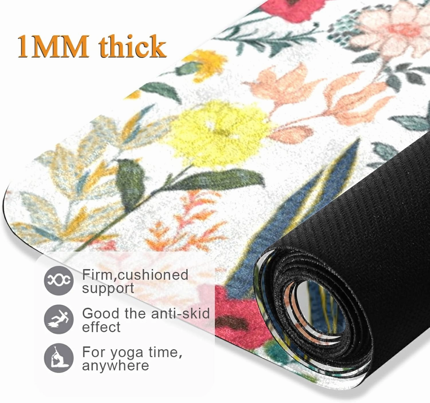 Yoga Mat Non Slip Rubber Fitness Safe Exercise Mat with Bag Durable Folding Workout Mat for Pilates and Floor Exercises